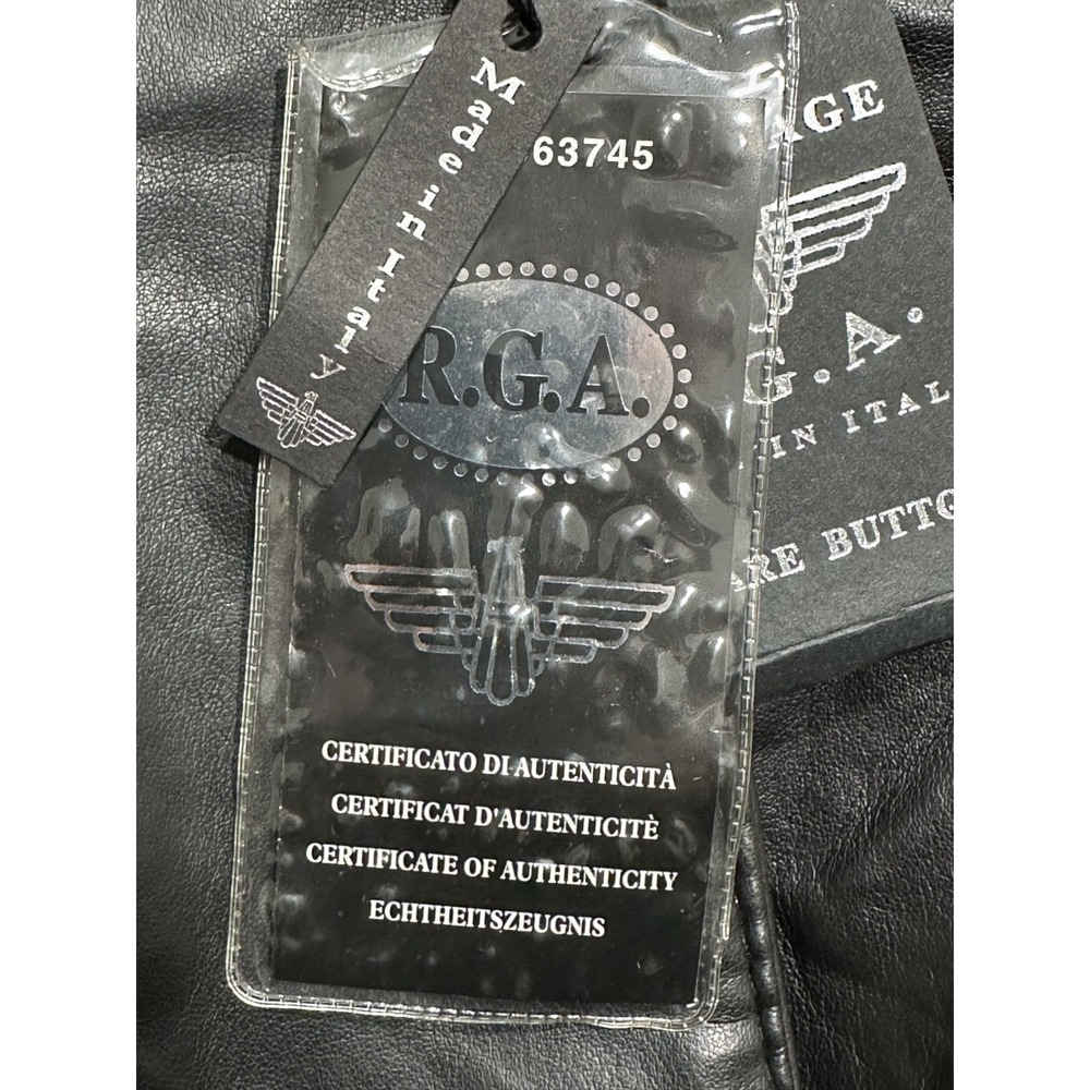 Reportage RGA Leather Jacket Men's Size Small Black Buttons See Flaws NWT - Picture 9 of 9